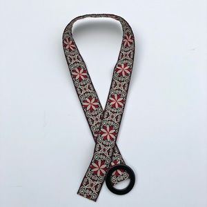 Reversible Ribbon Belt with Black Acrylic Buckle